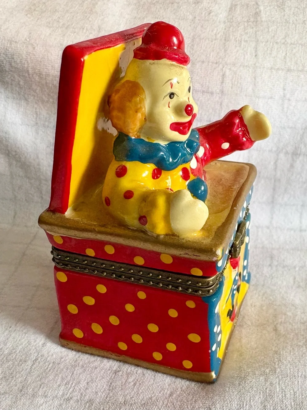 Vintage Ceramic Clown Small Trinket Box